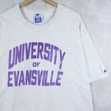 画像1: 90's Champion 青刺繍タグ 後期 USA製 "UNIVERSITY OF EVANSVILLE" プリントTシャツ XL (1)