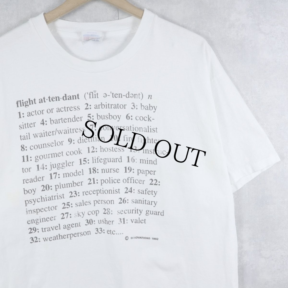 画像1: 90's INNOVATIONS USA製 "flight attendant..." プリントTシャツ L (1)