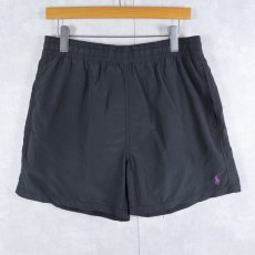 画像1: POLO Ralph Lauren ロゴ刺繍 ナイロンスイムショーツ BLACK M (1)