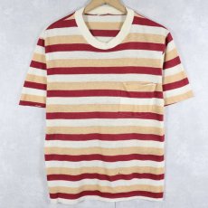 画像1: 〜80's ボーダー柄 ポケットTシャツ (1)