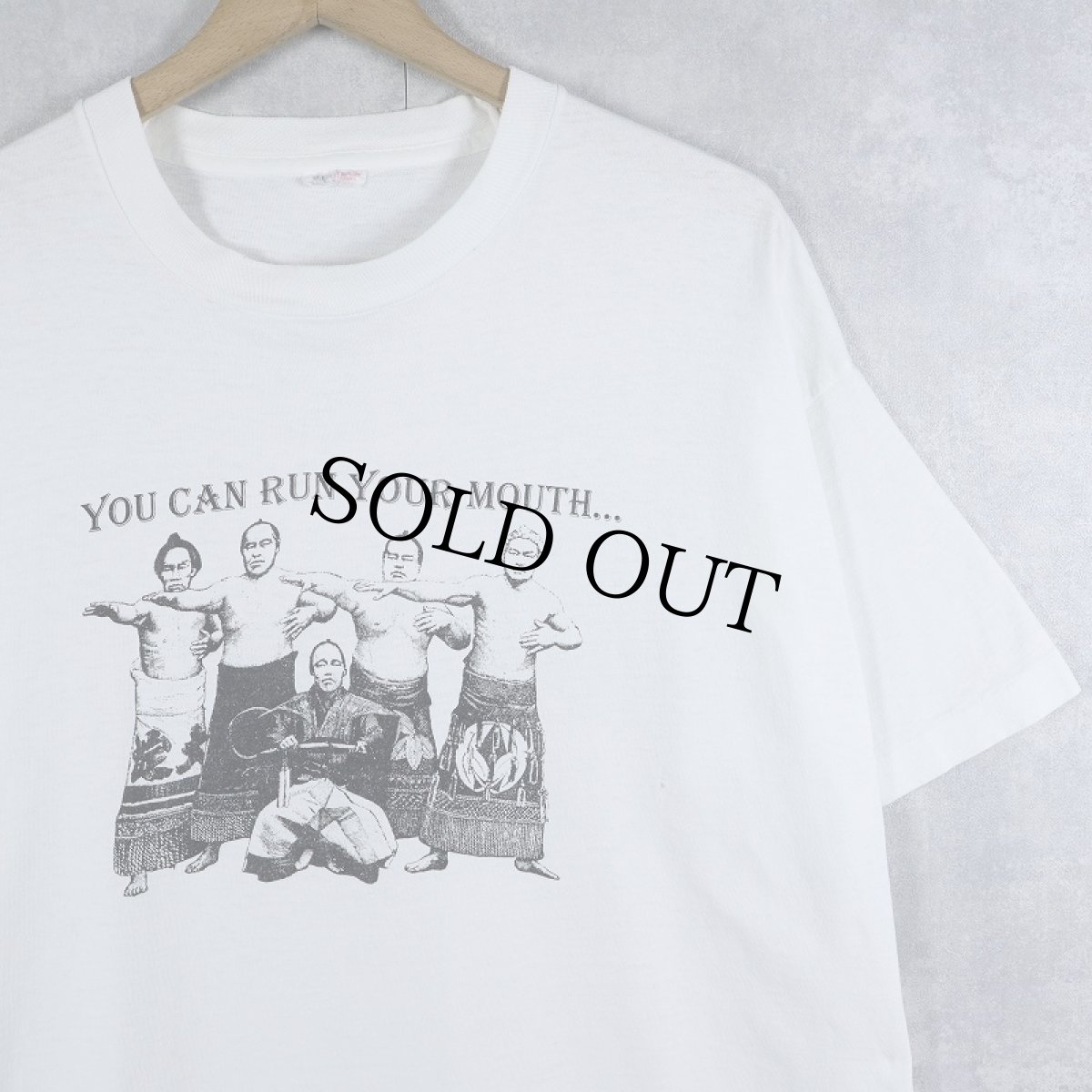 画像1: 90's "YOU CAN RUN YOUR MOUTH..." プリントTシャツ XL (1)