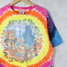 画像1: 90's LIQUID BLUE USA製 タイダイ イラストプリントTシャツ M (1)