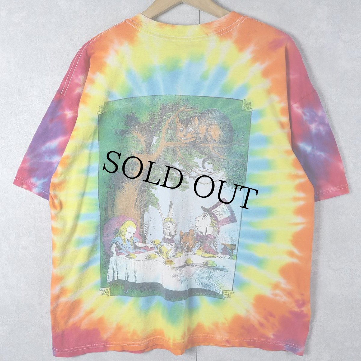 画像2: 90's Alice in Wonderland タイダイ イラストプリントTシャツ XL (2)
