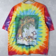 画像2: 90's Alice in Wonderland タイダイ イラストプリントTシャツ XL (2)