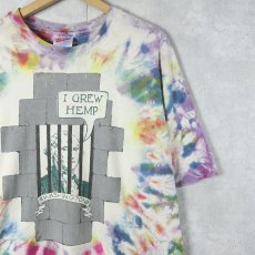 画像1: 90's George Washington "I GREW HEMP" タイダイ イラストプリントTシャツ XL (1)