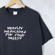 画像1: 2000's USA製 "Heavyily Medicated..." プリントTシャツ BLACK L (1)