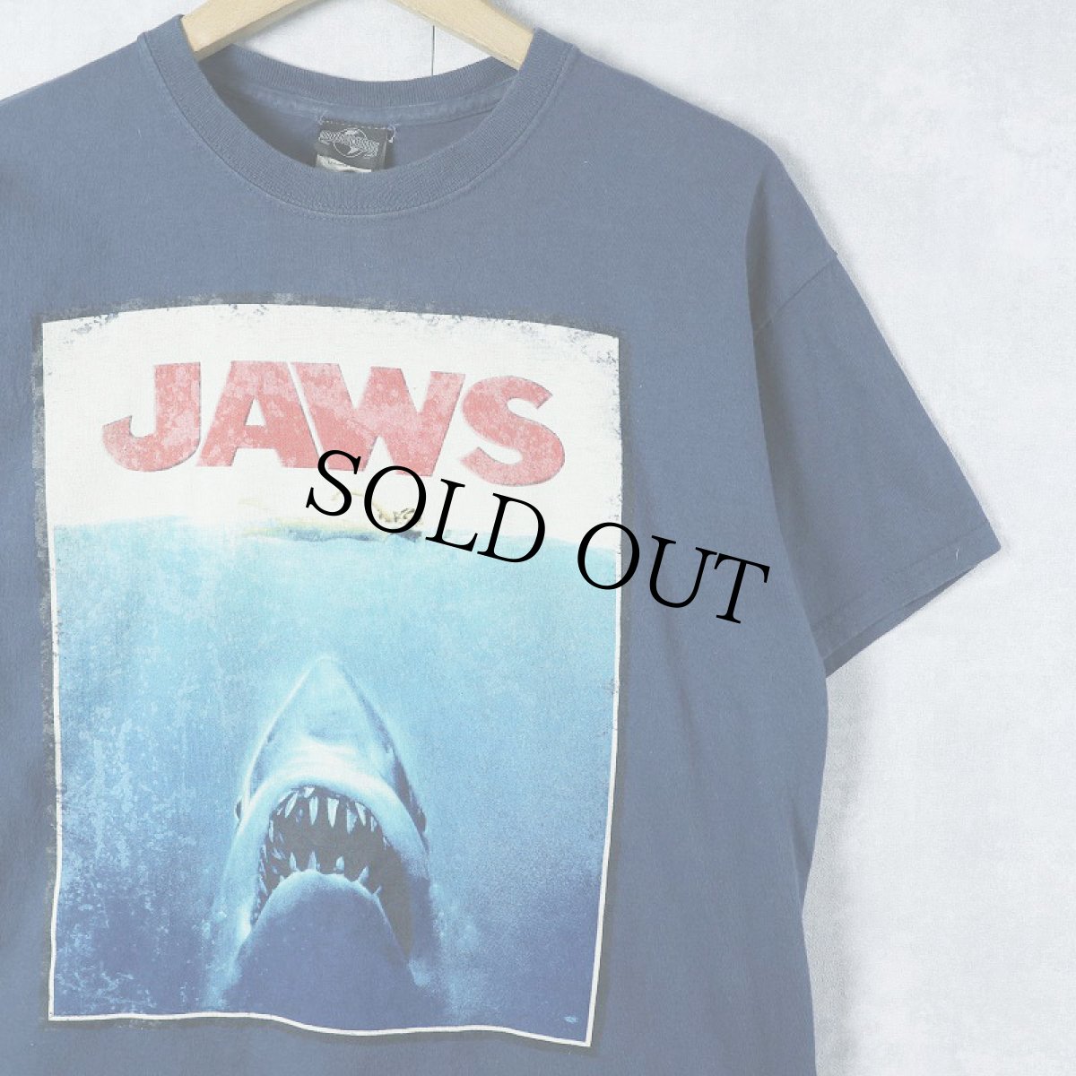 画像1: JAWS ホラー映画 プリントＴシャツ NAVY M (1)
