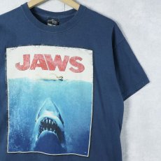 画像1: JAWS ホラー映画 プリントＴシャツ NAVY M (1)