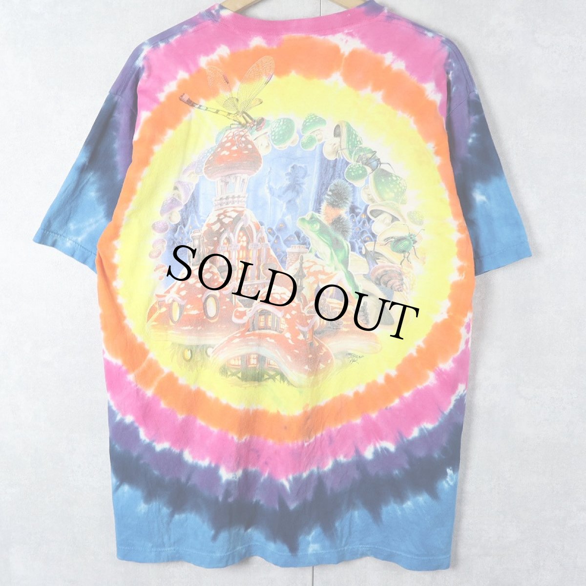 画像2: 90's LIQUID BLUE USA製 タイダイ イラストプリントTシャツ M (2)