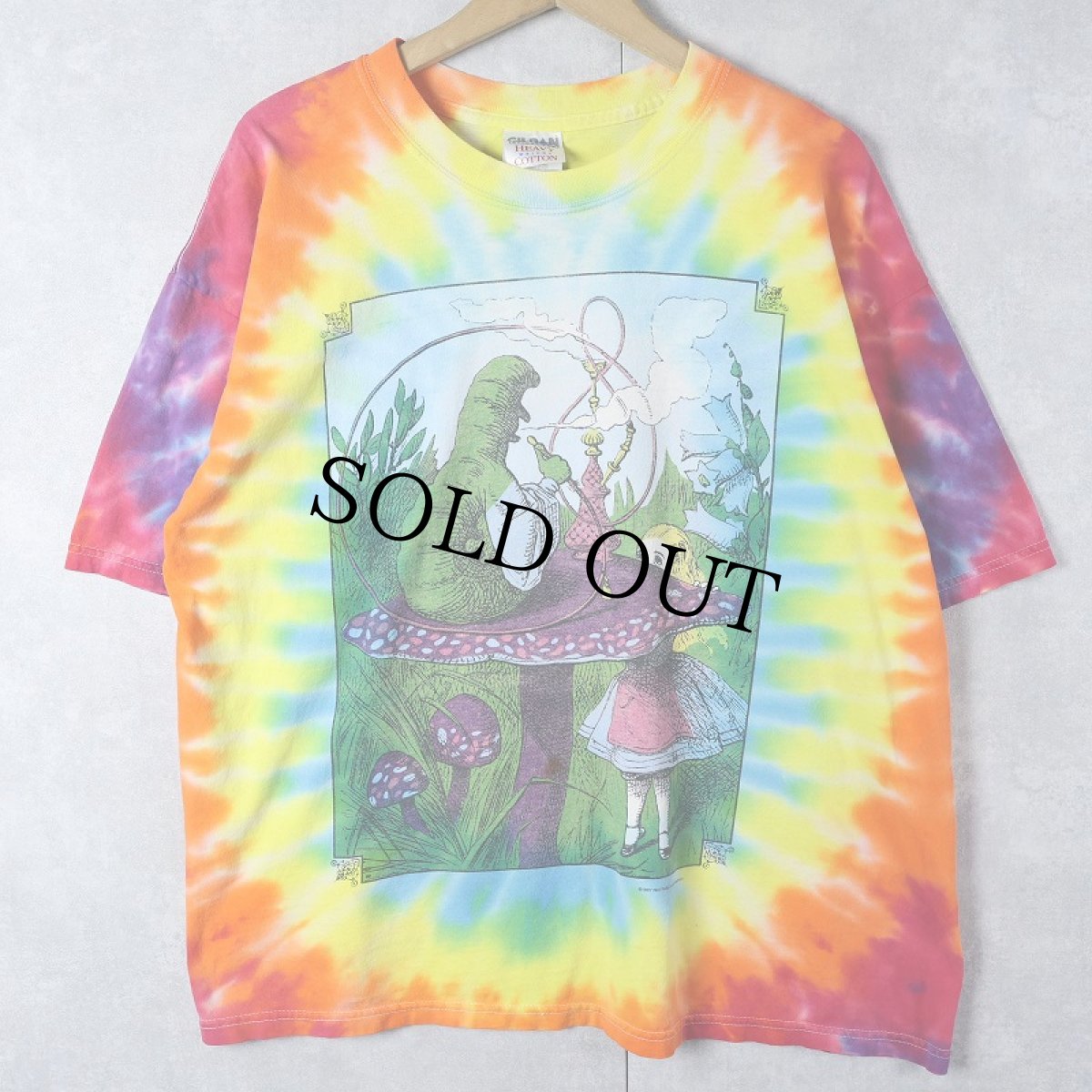 画像1: 90's Alice in Wonderland タイダイ イラストプリントTシャツ XL (1)