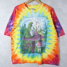 画像1: 90's Alice in Wonderland タイダイ イラストプリントTシャツ XL (1)