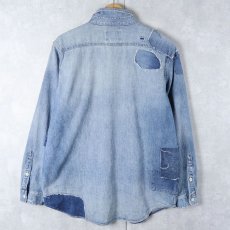 画像2: POLO Ralph Lauren 猫目ボタン デニムシャツ L (2)