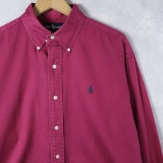 画像1: Ralph Lauren ロゴ刺繍 コットンボタンダウンシャツ M (1)