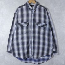 画像1: NEW RIVER SPORTS オンブレーチェック柄 ヘビーネル ボタンダウンシャツ L (1)