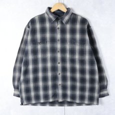 画像1: ST. JOHN'S BAY オンブレーチェック柄 ヘビーネルシャツ XL (1)