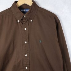 画像1: Ralph Lauren "BLAKE" ロゴ刺繍 コットンボタンダウンシャツ M (1)