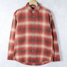 画像1: PENDLETON オンブレーチェック柄 ボタンダウン ライトネルシャツ M (1)