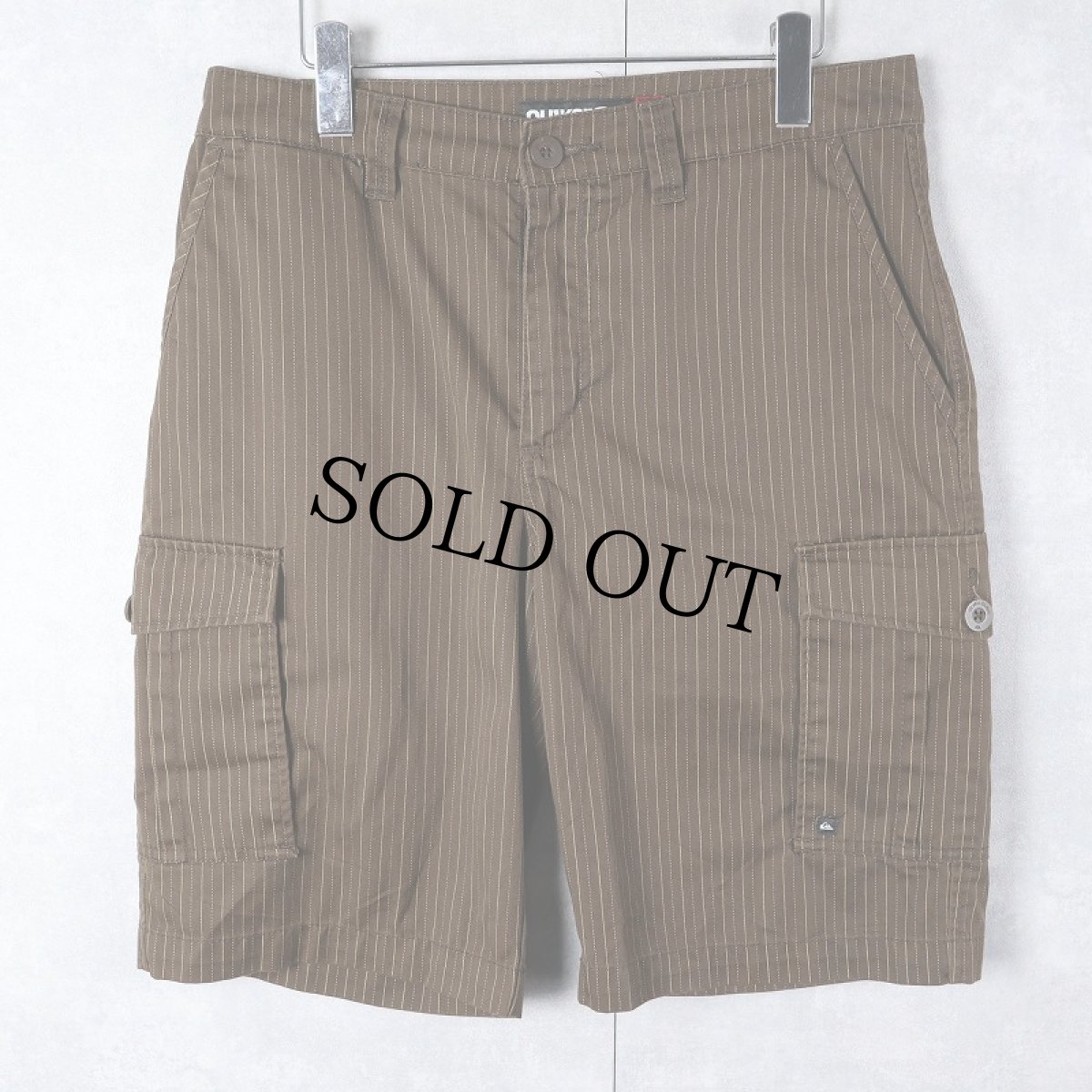 画像1: QUIKSILVER ストライプ柄 カーゴショーツ W33 (1)