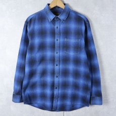画像1: PENDLETON オンブレーチェック柄 ボタンダウン ライトネルシャツ M (1)