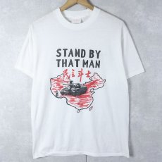 画像1: 80's USA製 "STAND BY THAT MAN" 風刺画プリントTシャツ L (1)