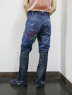 画像2: 【SALE】 70's LEVI'S BIGE "Good Luck DAVE" リメイクデニムパンツ W32 (2)