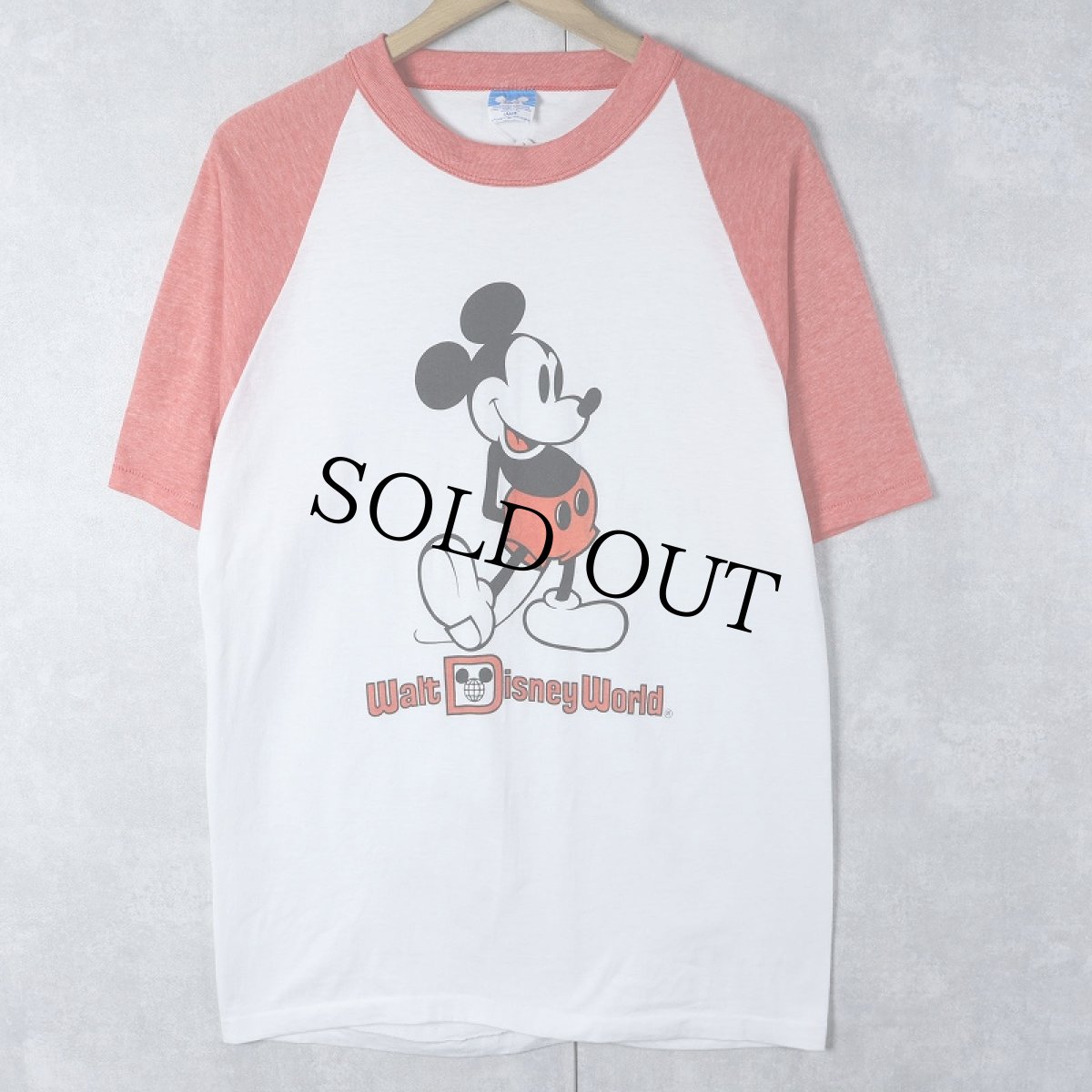 画像1: 80's Disney USA製 "MICKEY MOUSE" キャラクタープリント ラグランTシャツ L (1)