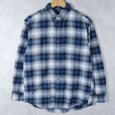 画像1: PENDLETON オンブレーチェック柄 ボタンダウン ライトネルシャツ M (1)