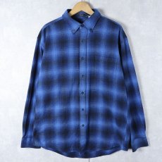 画像1: PENDLETON オンブレーチェック柄 ボタンダウン ライトネルシャツ L (1)