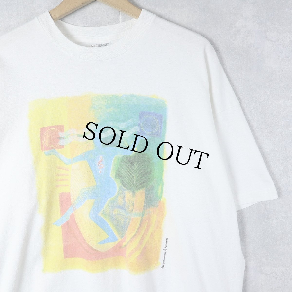 画像1: 90's Philips Cassettes & Accessoires 電機メーカーイラストプリントTシャツ XXL (1)