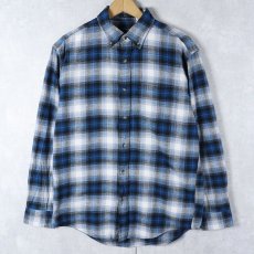 画像1: PENDLETON オンブレーチェック柄 ボタンダウン ライトネルシャツ L (1)