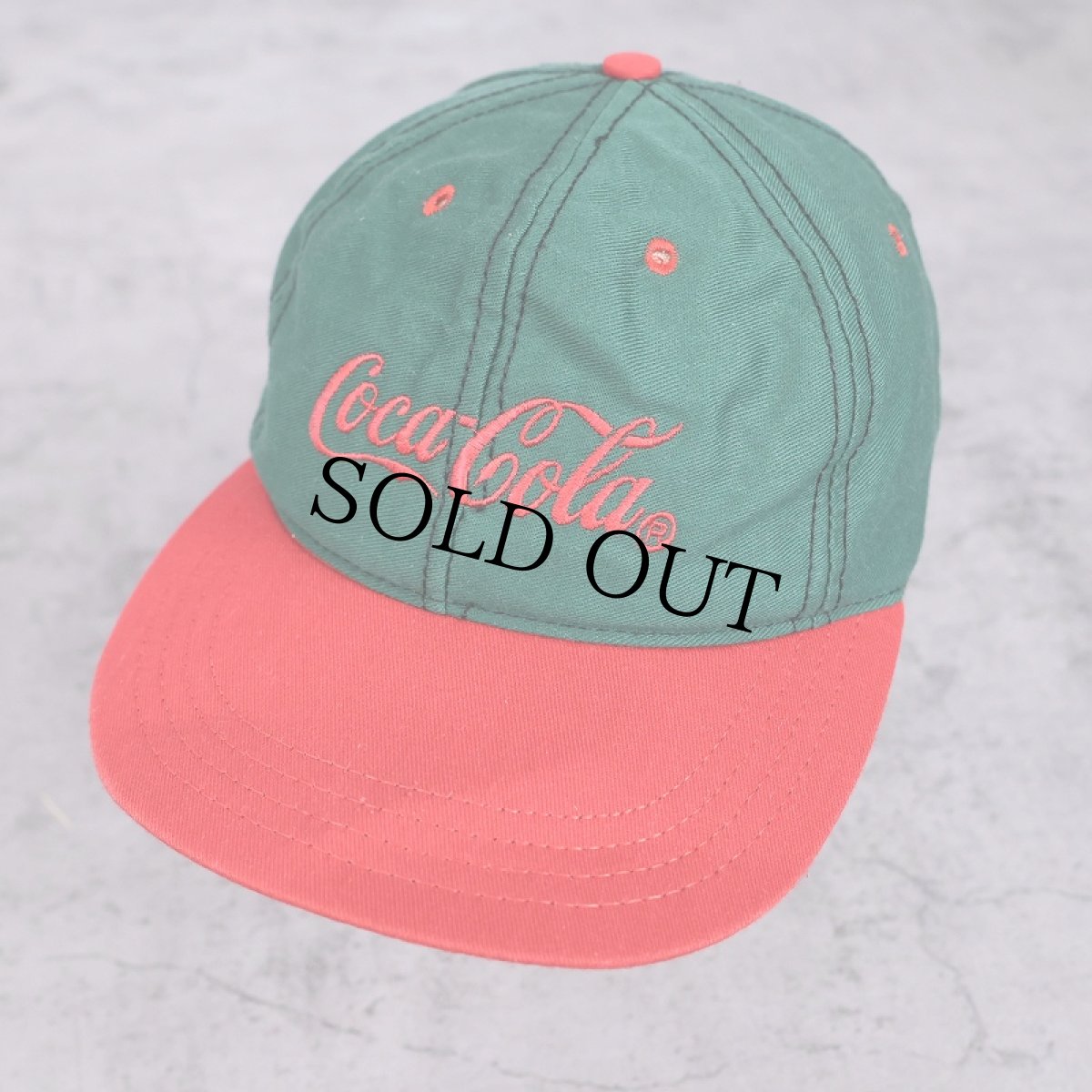 画像1: 80〜90's "Coca Cola" ロゴ刺繍 スナップバック コットンキャップ (1)