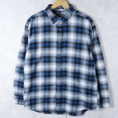 画像1: PENDLETON オンブレーチェック柄 ボタンダウン ライトネルシャツ XL (1)
