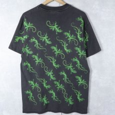 画像1: 90's USA製 イグアナ 大判バックプリントTシャツ BLACK M (1)