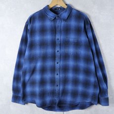 画像1: PENDLETON オンブレーチェック柄 ボタンダウン ライトネルシャツ XL (1)