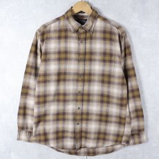 画像1: PENDLETON オンブレーチェック柄 ボタンダウン ライトネルシャツ M (1)