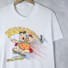 画像1: 90's "Fruity and Cocoa PEBBLES" シリアル企業 キャラクタープリントTシャツ L (1)