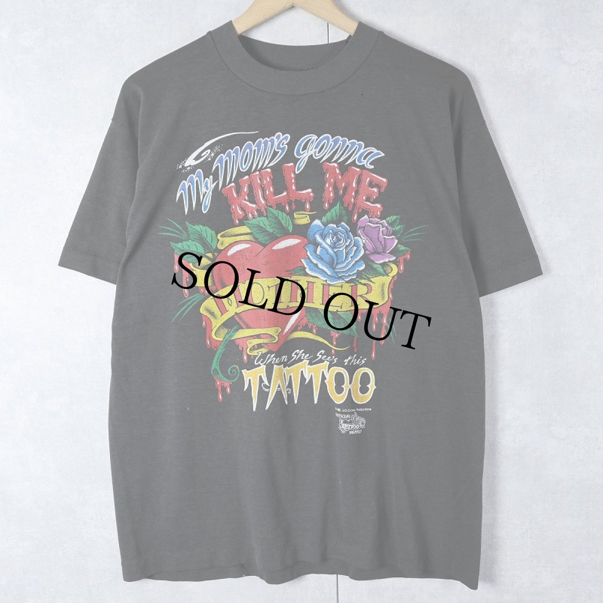画像1: 90's J.D. Crowe Tattoo USA製 "My Mom's gonna KILL ME When She Sees this TATTOO" プリントTシャツ BLACK L (1)