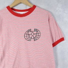 画像1: 70〜80's USA製 "TOUR WEST INC" ボーダー柄 ラバープリントリンガーTシャツ L (1)