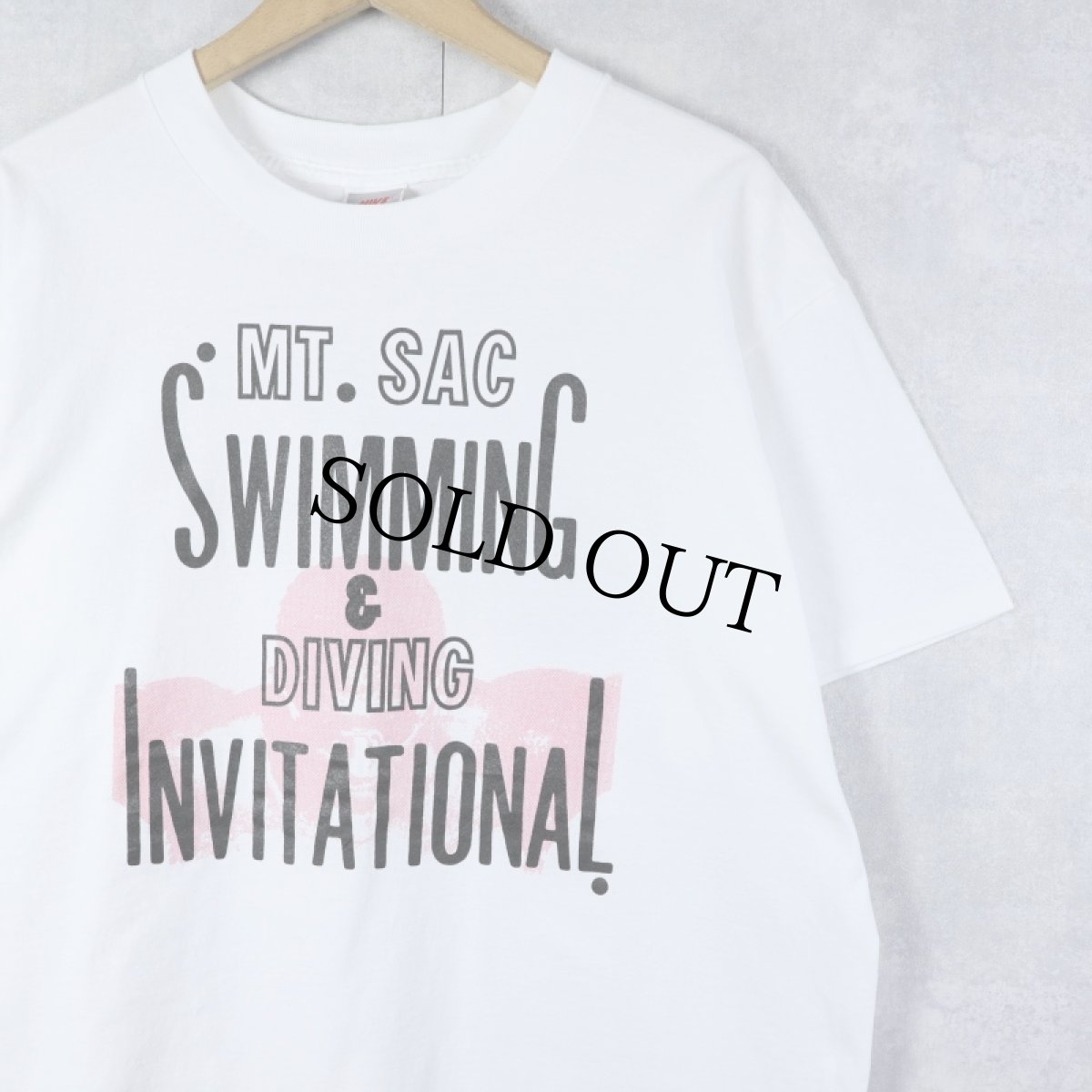 画像1: 90's NIKE 銀タグ USA製 "MT. SAC SWIMMING & DIVING INVITATIONAL" プリントTシャツ XL (1)
