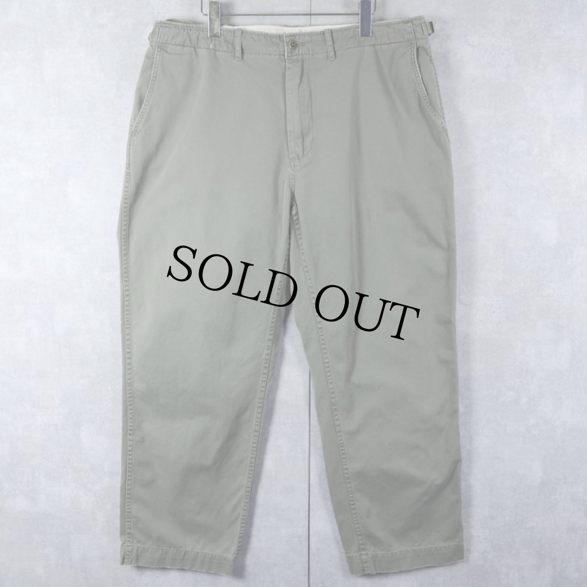 画像1: POLO Ralph Lauren サイドアジャスタ付き コットンチノトラウザーズ W38 (1)
