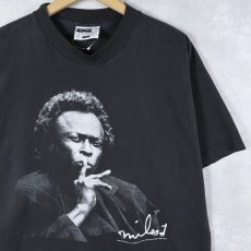 画像1: 90's Miles Davis USA製 ジャズミュージシャンプリントTシャツ BLACK L (1)