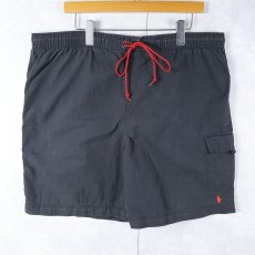 画像1: 90's POLO SPORT Ralph Lauren ロゴ刺繍 コットン×ナイロンスイムショーツ BLACK L (1)