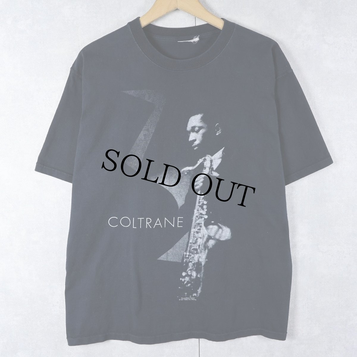 画像1: John Coltrane サックス奏者 プリントTシャツ BLACK (1)