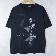 画像1: John Coltrane サックス奏者 プリントTシャツ BLACK (1)