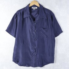 画像1: Marnie WEST シルクオープンカラーシャツ NAVY S (1)