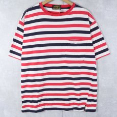 画像1: 80〜90's Eddie Bauer ボーダー柄 ポケットTシャツ (1)
