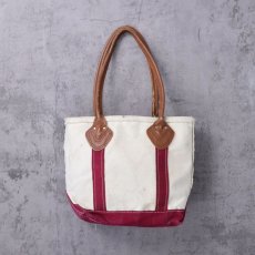 画像1: 80's L.L.Bean "BOAT AND TOTE" レザーハンドル × ジップトップ キャンバストートバッグ (1)