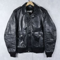 画像1: 80〜90's Schott USA製 "A-2 TYPE" ライナー付き レザーフライトジャケット BLACK (1)