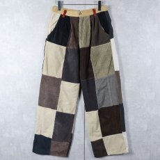画像1: ハンドメイド パッチワーク コーデュロイパンツ W29 (1)