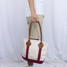 画像2: 80's L.L.Bean "BOAT AND TOTE" レザーハンドル × ジップトップ キャンバストートバッグ (2)